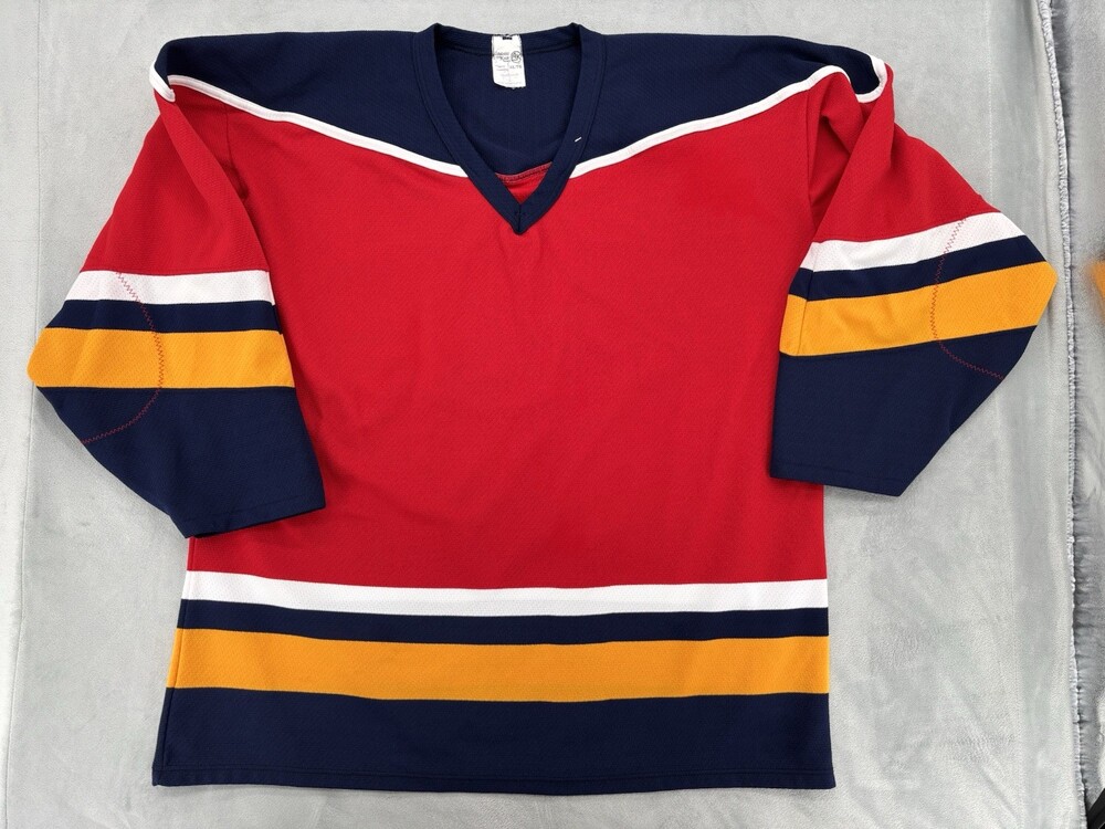 Vintage Athletic Knit Florida Panthers Style Hockey Jersey Blank V-Neck Mens XL